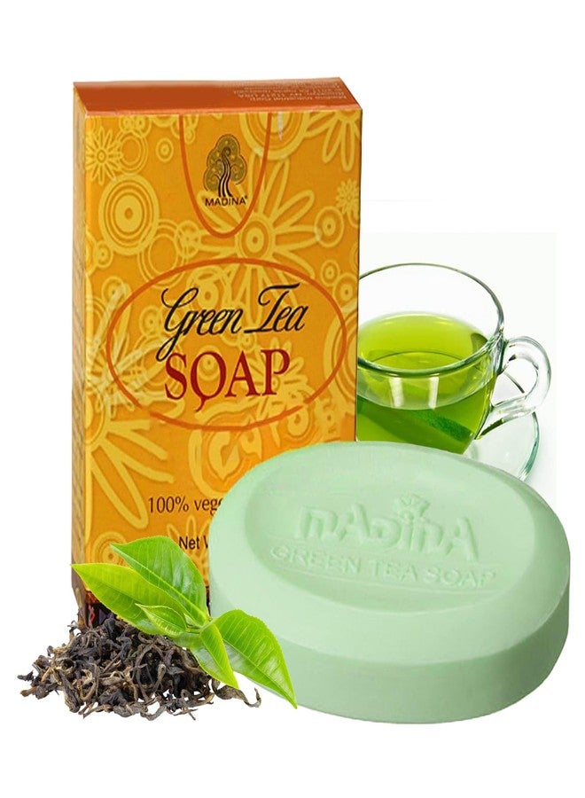 Madina Green Tea & Vitamin E Soap Bar – Antioxidant, Moisturizing, Hydrating, Skin Rejuvenating, Gentle Daily Cleanser, Vegetable-Based, For All Skin Types, 6 Pack (3.5 oz Each) - Image 1